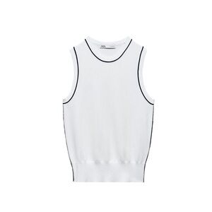 White Sleeveless Knit Top Zara